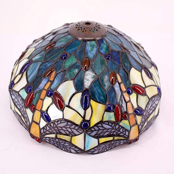 12 inch Dragonfly Stained Glass Lampshade Only Werfactory®  Fit for Tiffany Table Lamp